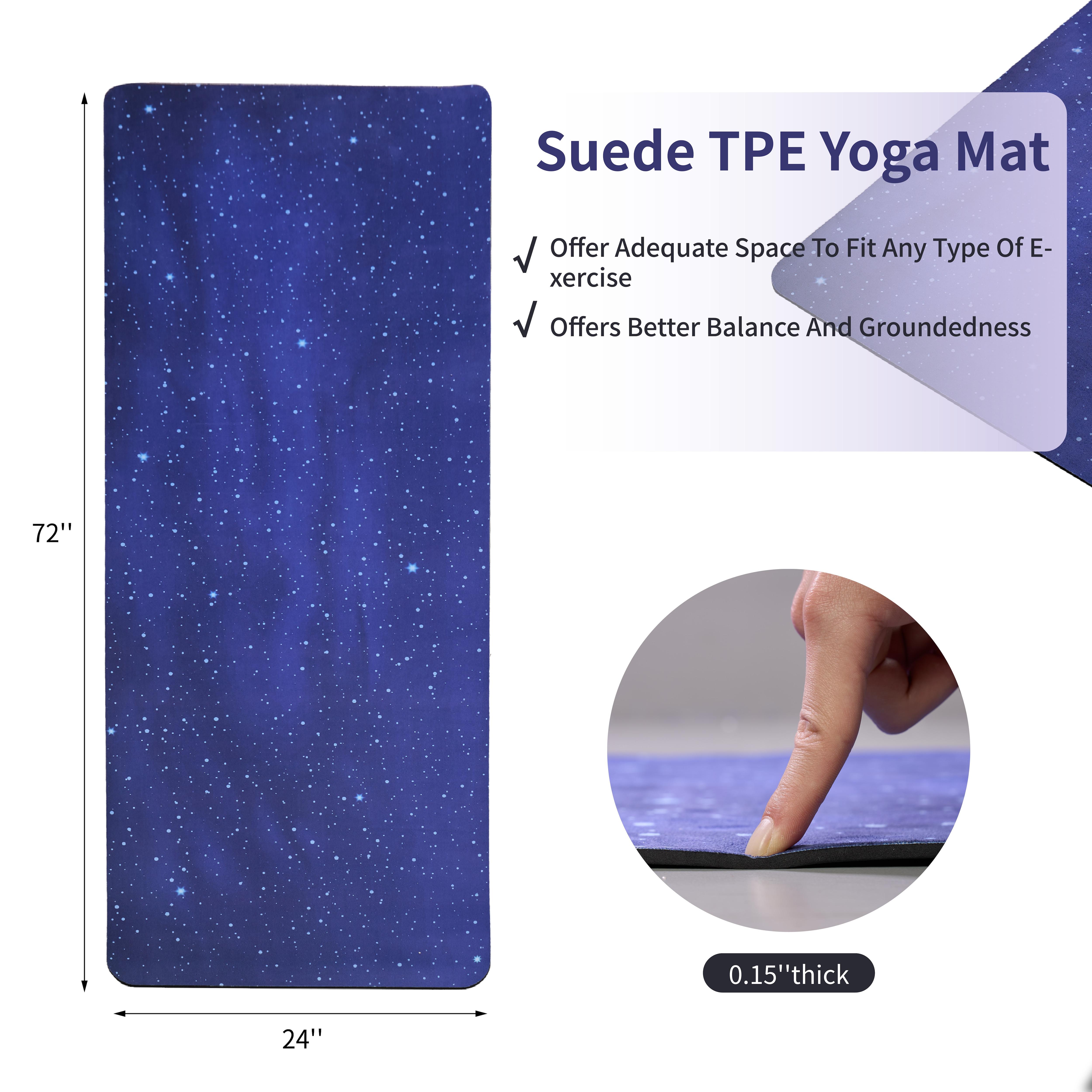 Yoga Mat, Exercise Yoga Mat Print With Non-Slip Design, Professional TPE Exericise Mat, 72" X 24" Multi-Purpose Workout Mat For Women, Pilates Fitness And Floor Exercises	_voghion.com